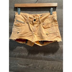 Rockstar Sushi Distressed Cutoff Shorts Size 26 Peach Zip Pocket Denim